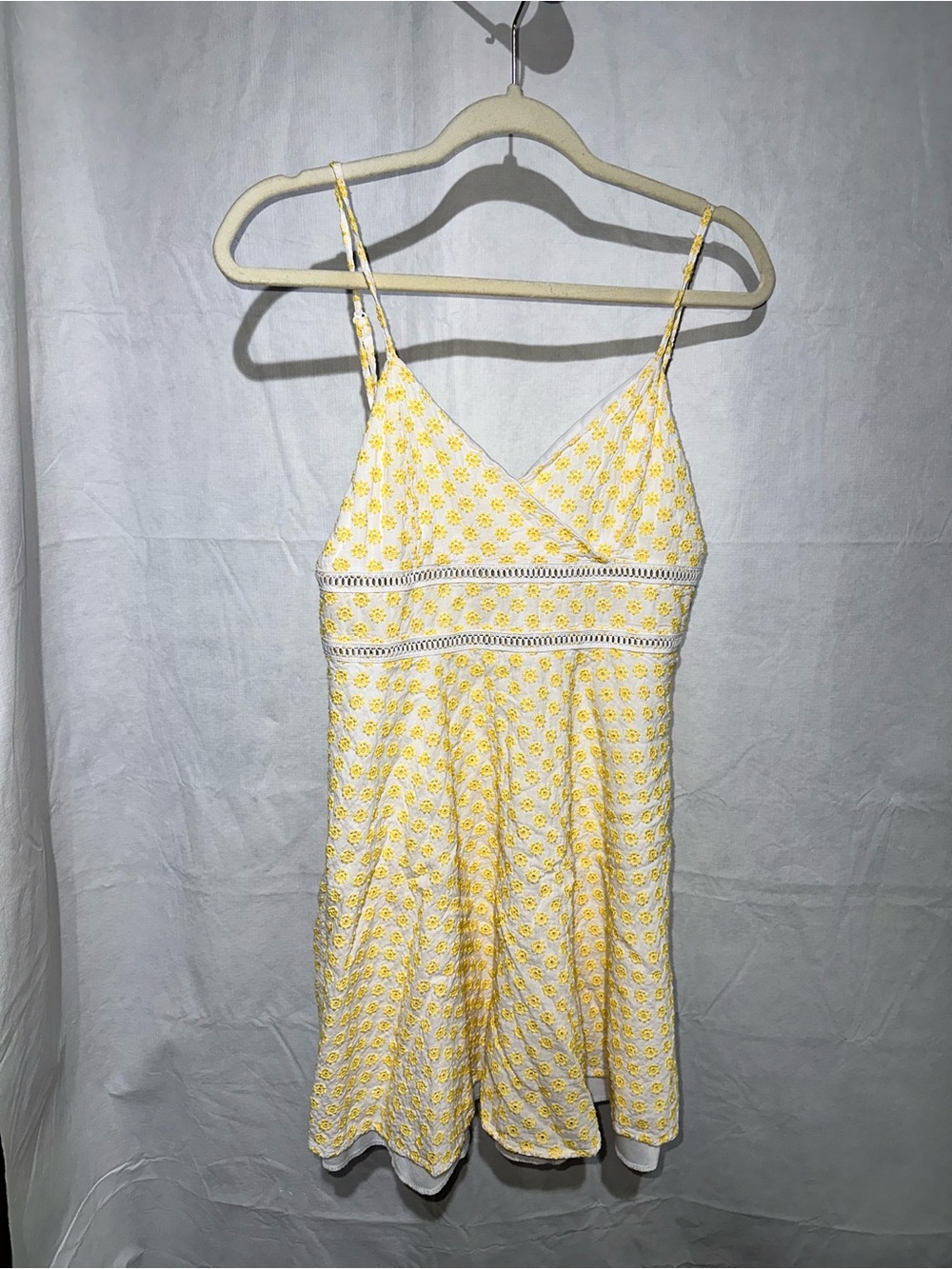 Francesca's Collections Yellow Floral Spaghetti-Strap Mini Dress
